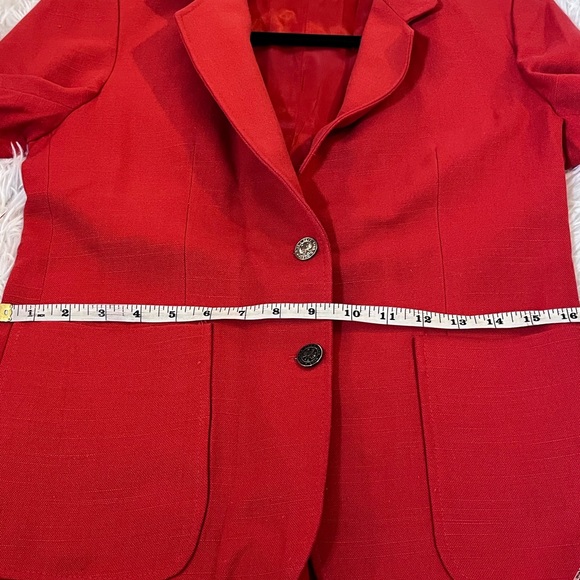 Vintage Buraks Red Linen Blazer Coat Small - Picture 9 of 16